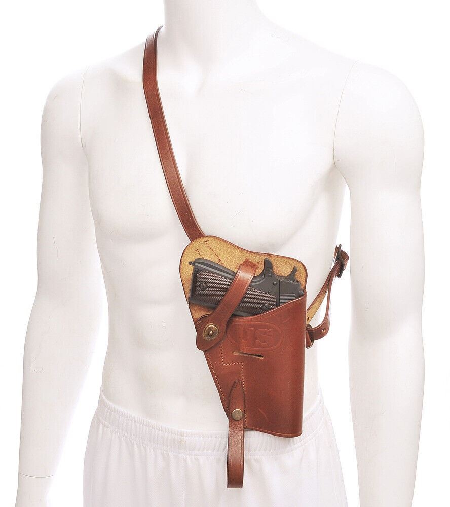 US WW2 M3 Colt 1911 45 Shoulder Holster Premium Drum Dyed Leather marked JT&L 43