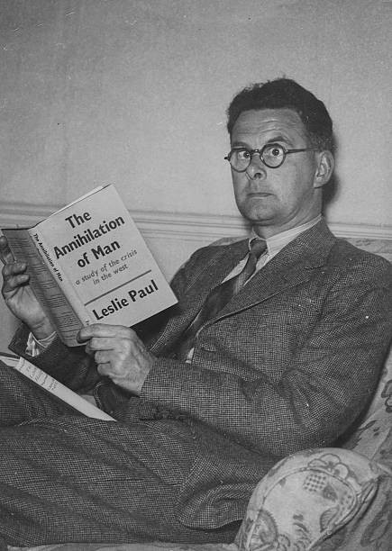 Portrait of Leslie Allen Paul reading The Annihilation of Man\' OLD PHOTO