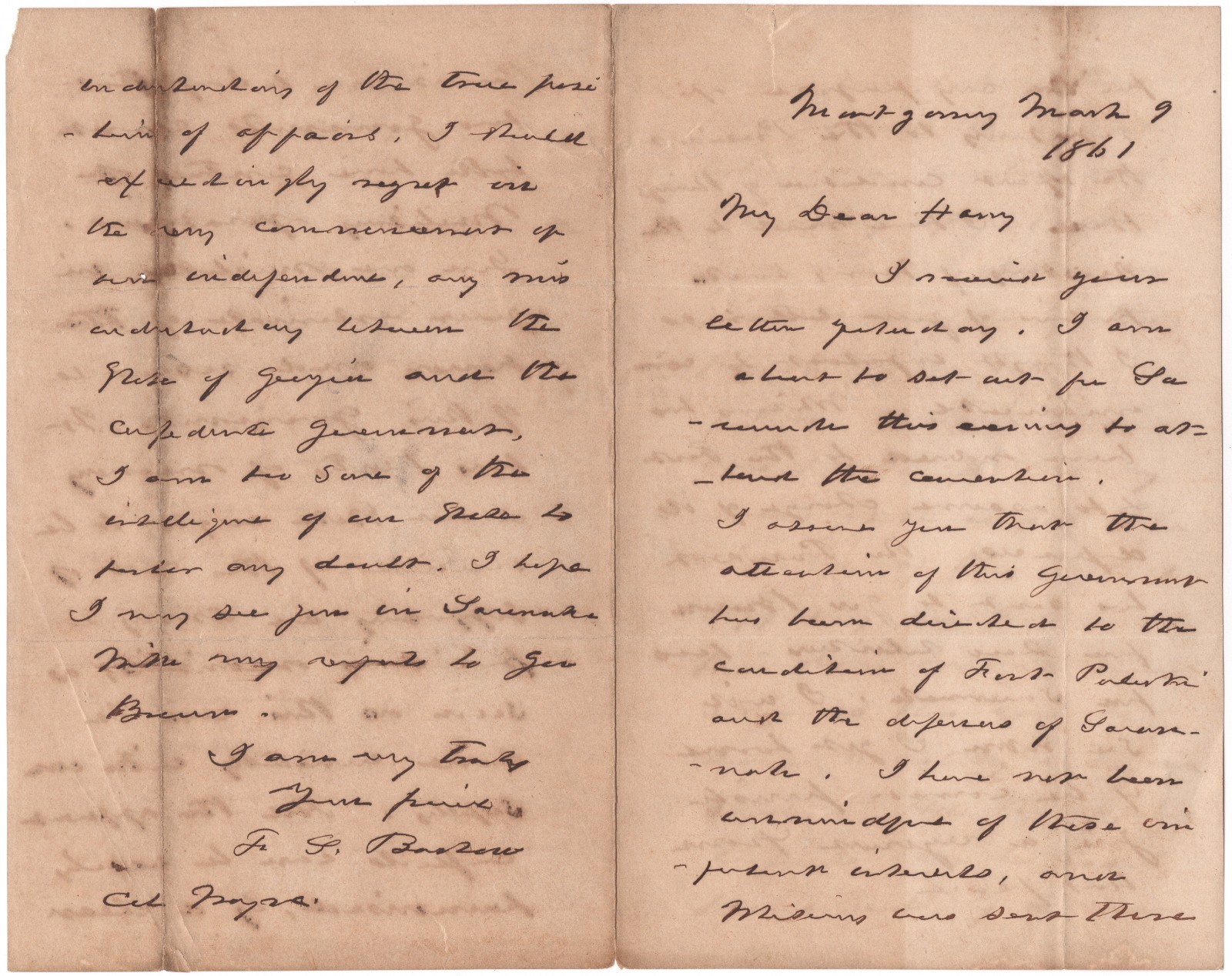 Francis S Bartow - RARE 1861 Letter Signed - On Fort Pulaski & Savannah Defenses