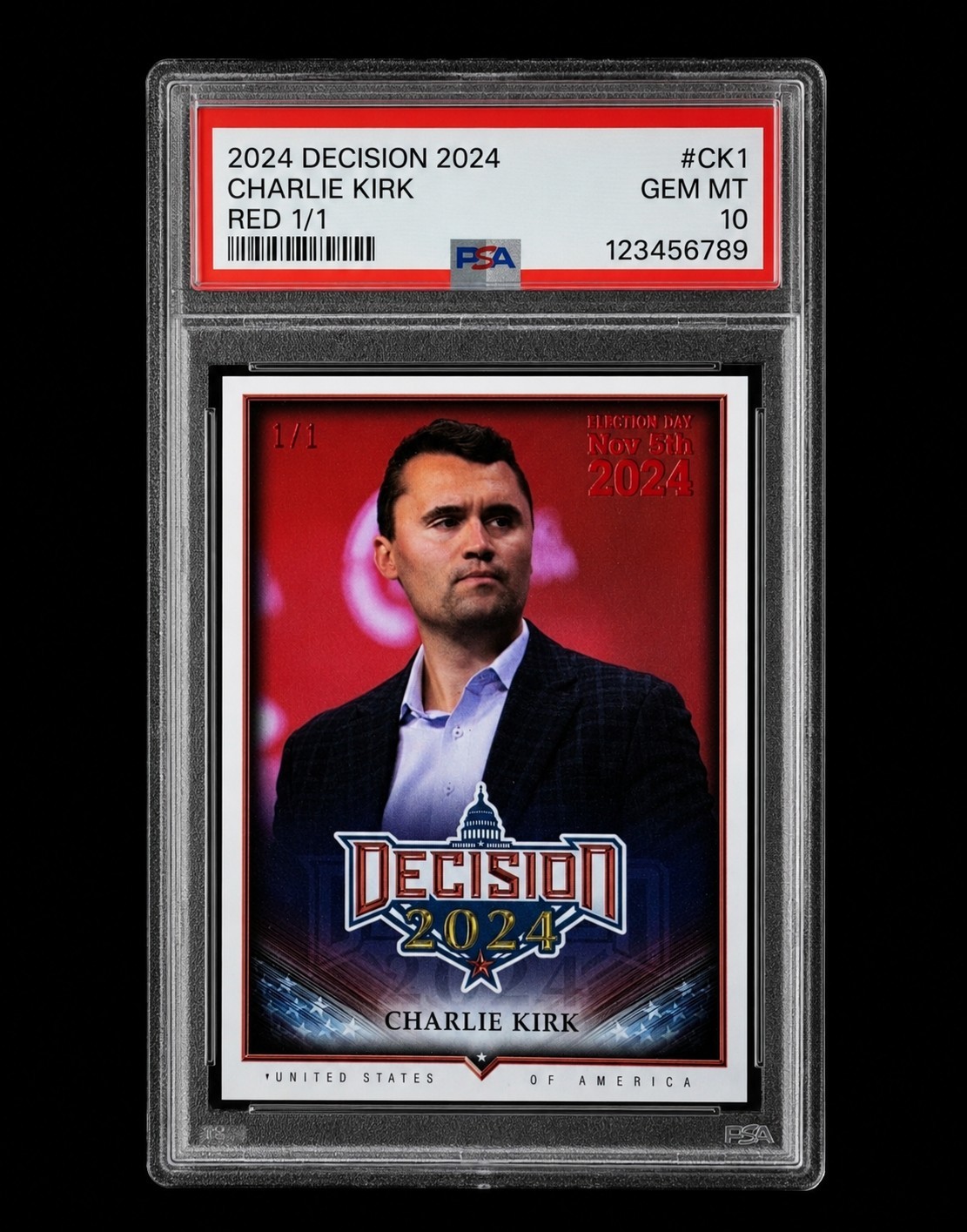 Decision 2024 Update Charlie Kirk #245 Red Foil Election Day #\'d 1/1
