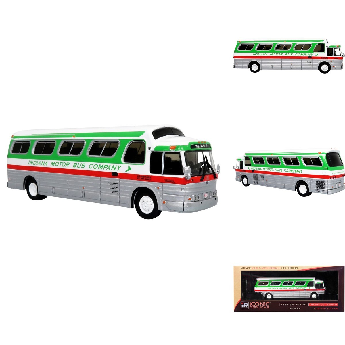 Iconic Replicas 1966 PD4107 Buffalo Coach Bus Indiana Motor Bus Co Iconic Replicas 1966 PD4107 Buffalo Coach Bus Indiana Motor Bus Co