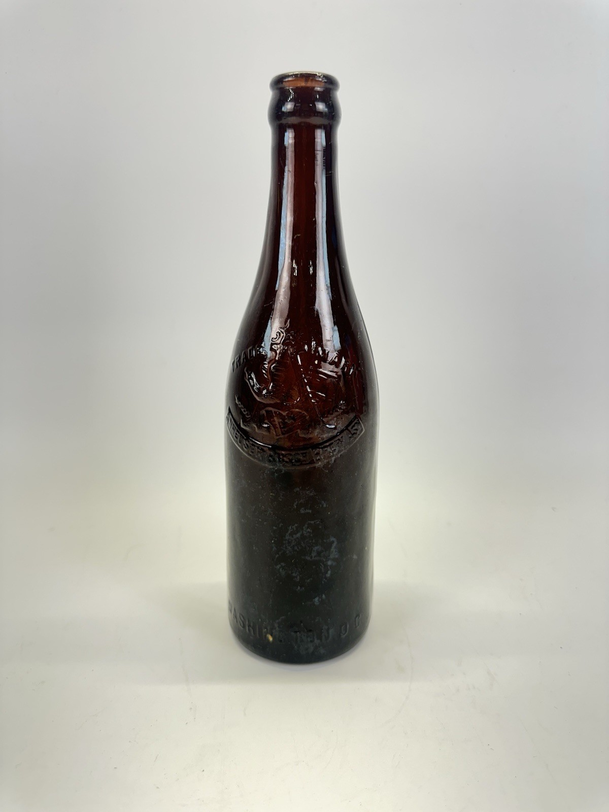 Antique Anheuser Busch Brewing Assn Washington DC Amber Embossed Beer Bottle