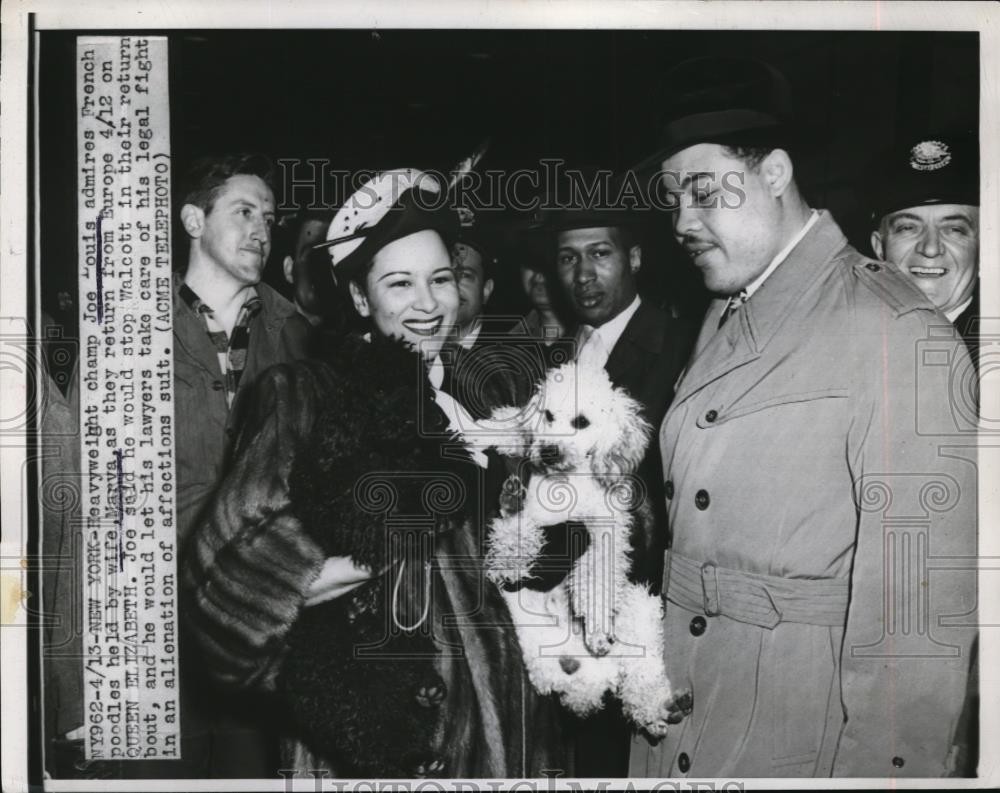 1948 Press Photo NYC Heavyweight champ Joe Louis & wife with poodles - nes21408