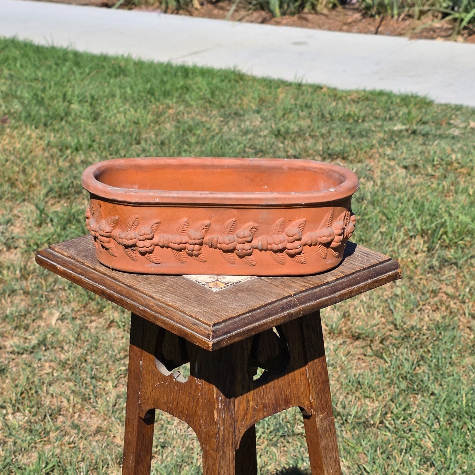 Vtg Terracotta Oval Planter Made in Italy Fruit Garland Swag Flower Clay Pot 11 Vtg Terracotta Oval Planter Made in Italy Fruit Garland Swag Flower Clay Pot 11