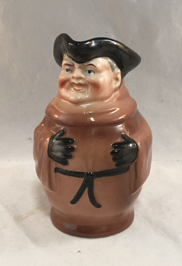 VINTAGE FRIAR MONK FIGURAL PORCELAIN PENNY STILL BANK TOBY JUG PITCHER STYLE
