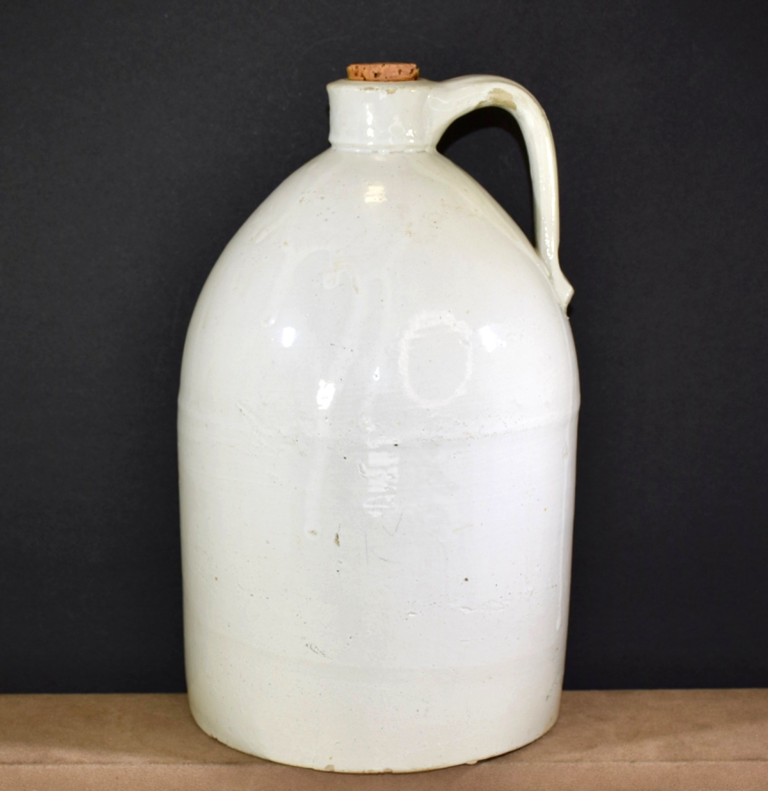 Antique Salt-Glazed Stoneware 11” Molasses Jug w/ Cork & Provenance - MUST SEE