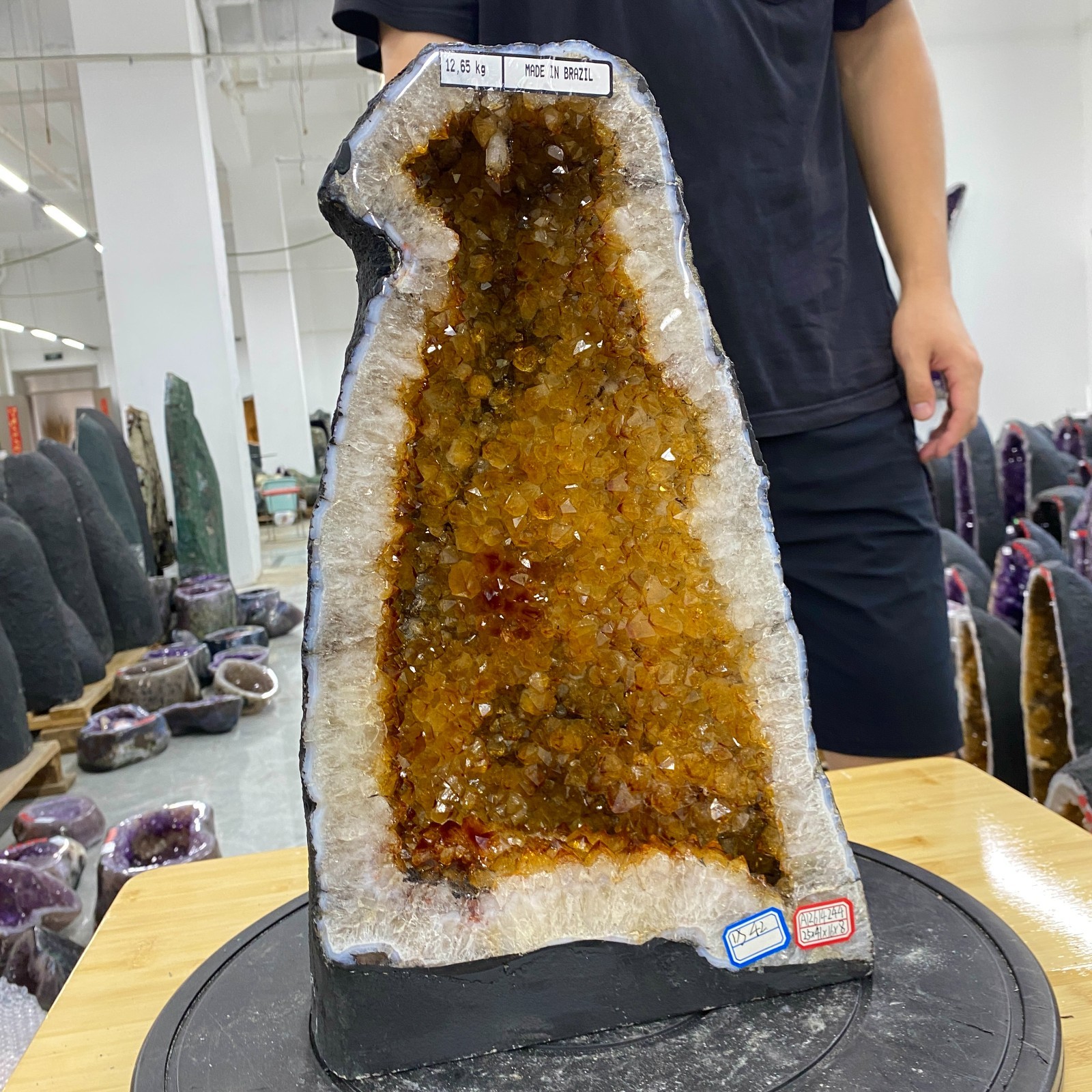 27.9lb Natural Citrine Geode Cathedral quartz Crystal Cluster Specimen Healing