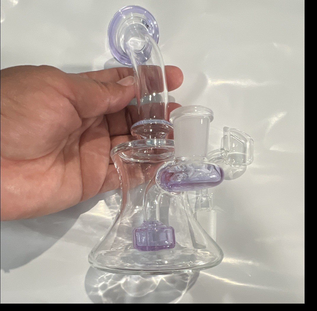 Clear Glass Water Tobacco Pipe w/ Bowl & Downstem, Clear/Black Accents