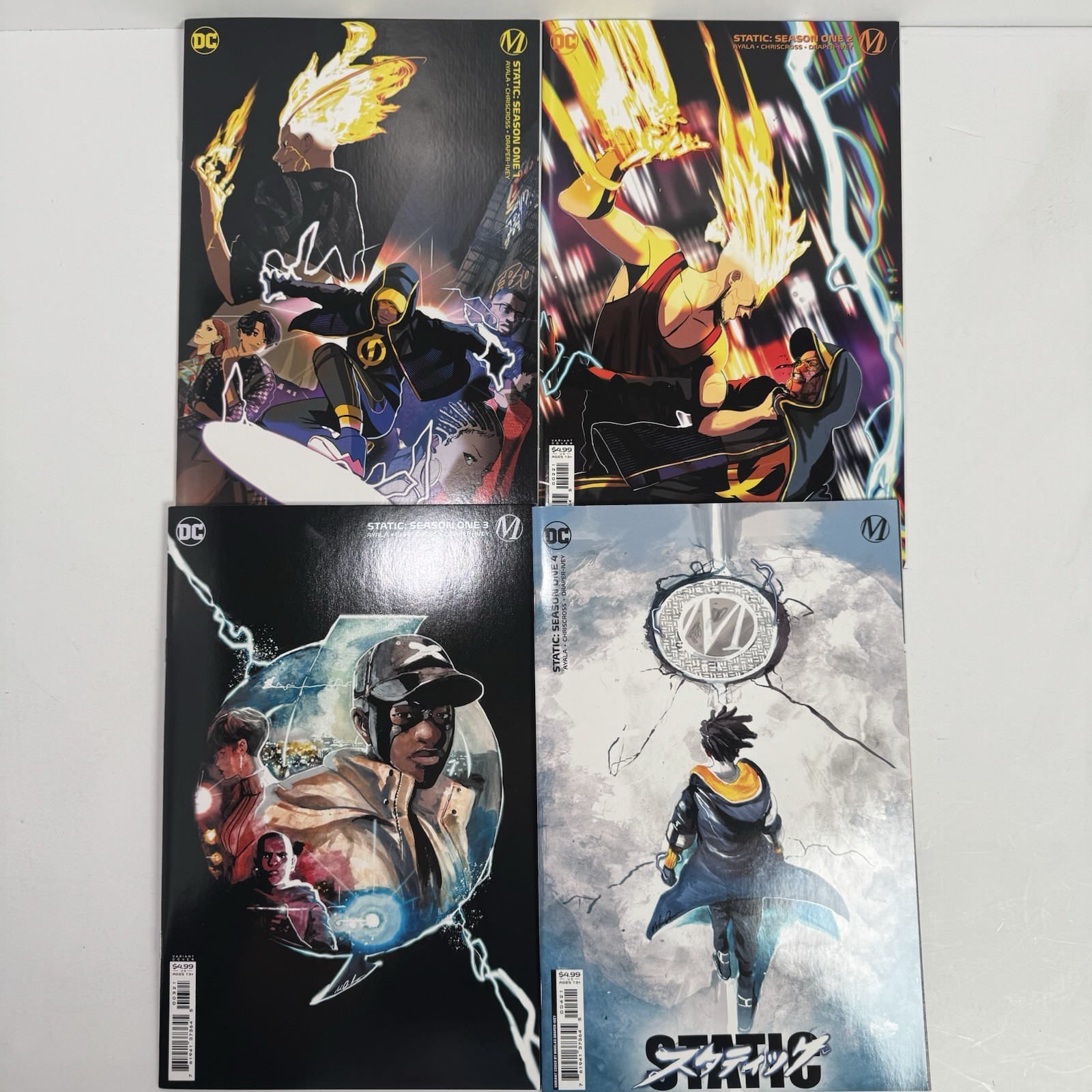 Static Season One #1 #2 #3 #4 DC Milestone Comics Variant Cover Lot of 4