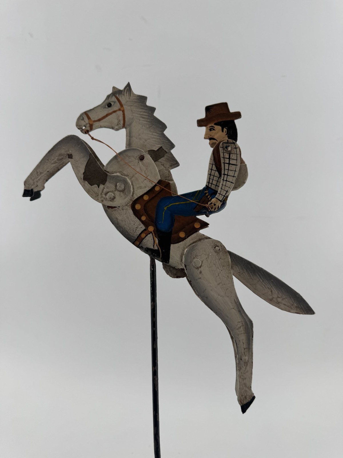 VTG Metal Western Cowboy on Horse Kinetic Motion Balance Toy - No Base Stand