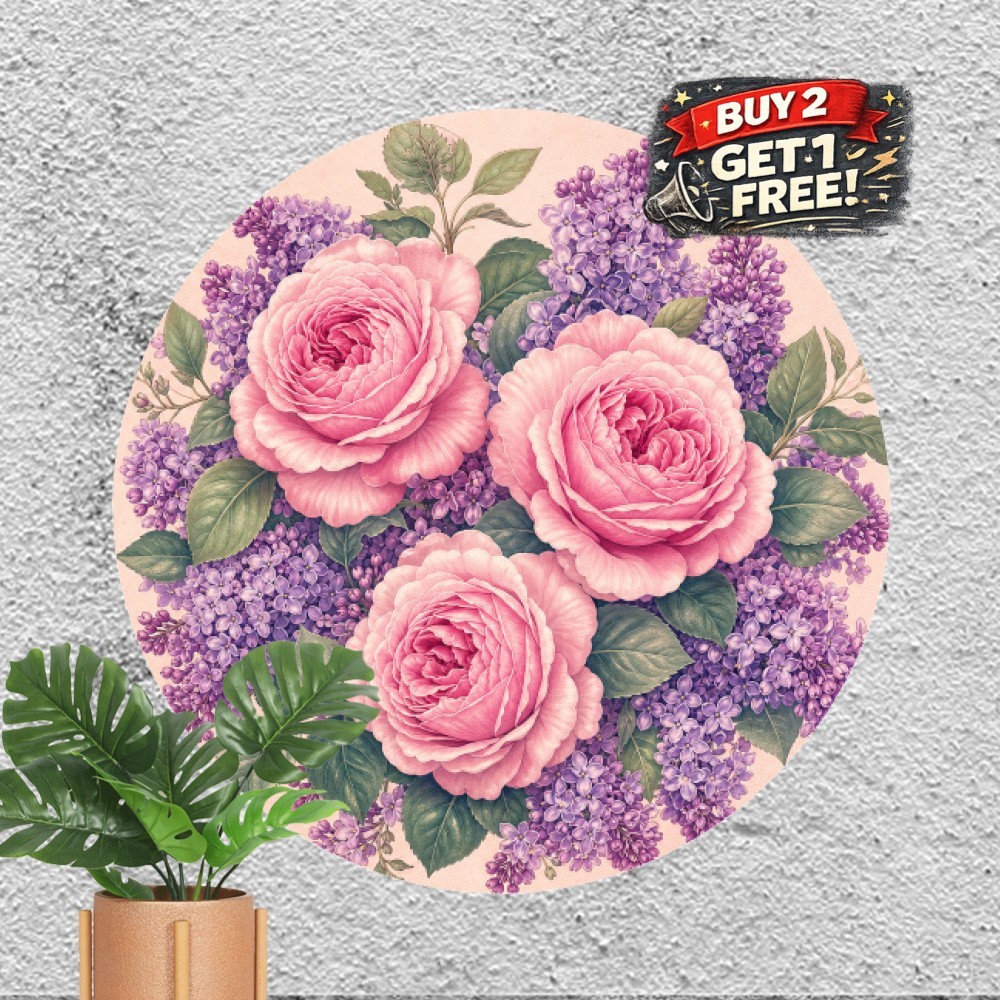 Romantic Pink Roses Floral Bouquet Tin Sign Shabby Chic Cottage Metal Plaque