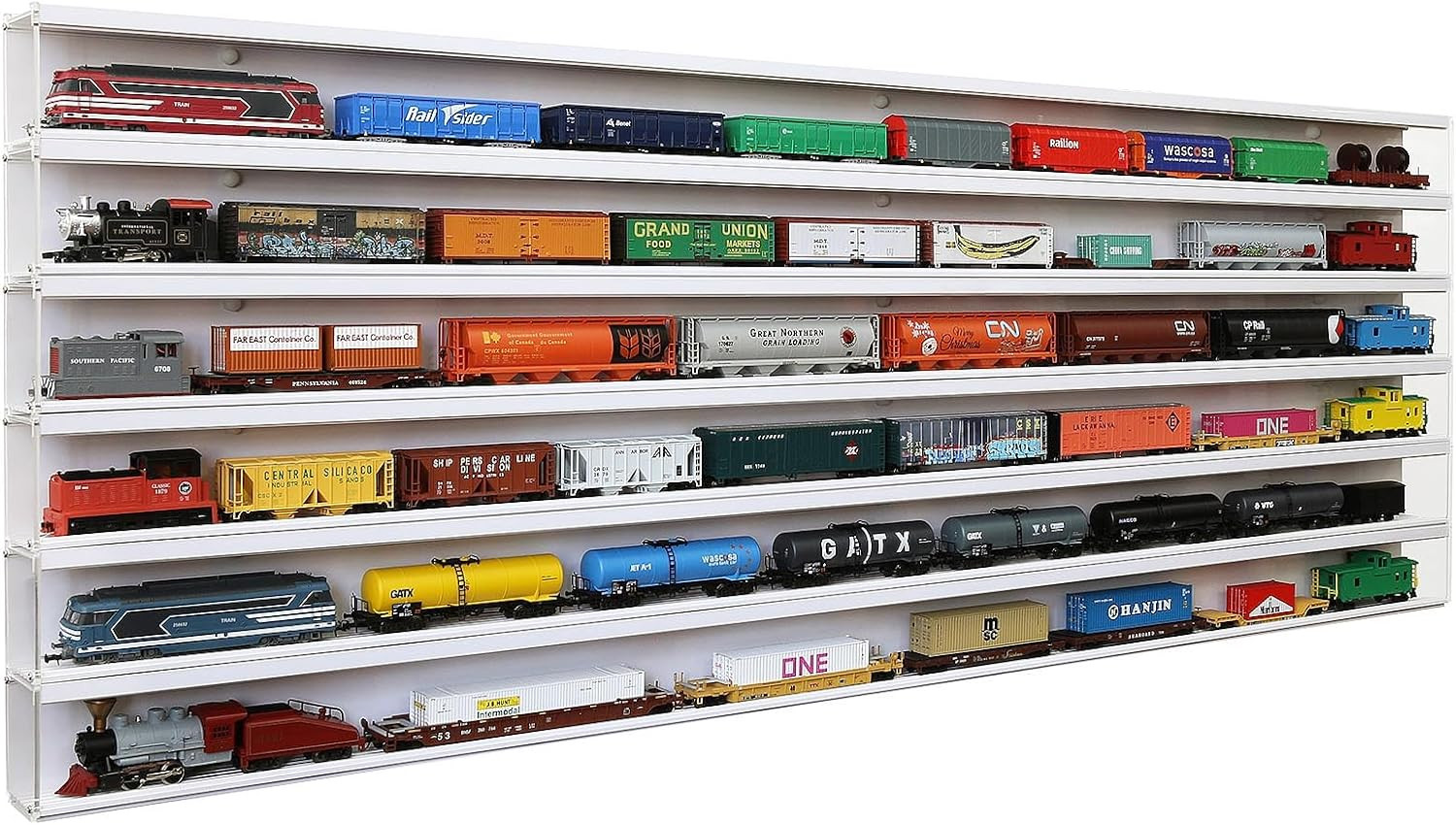 HO Scale Model Train Display Case Wall Rack with 6 Shelves Organizer Storage Cab