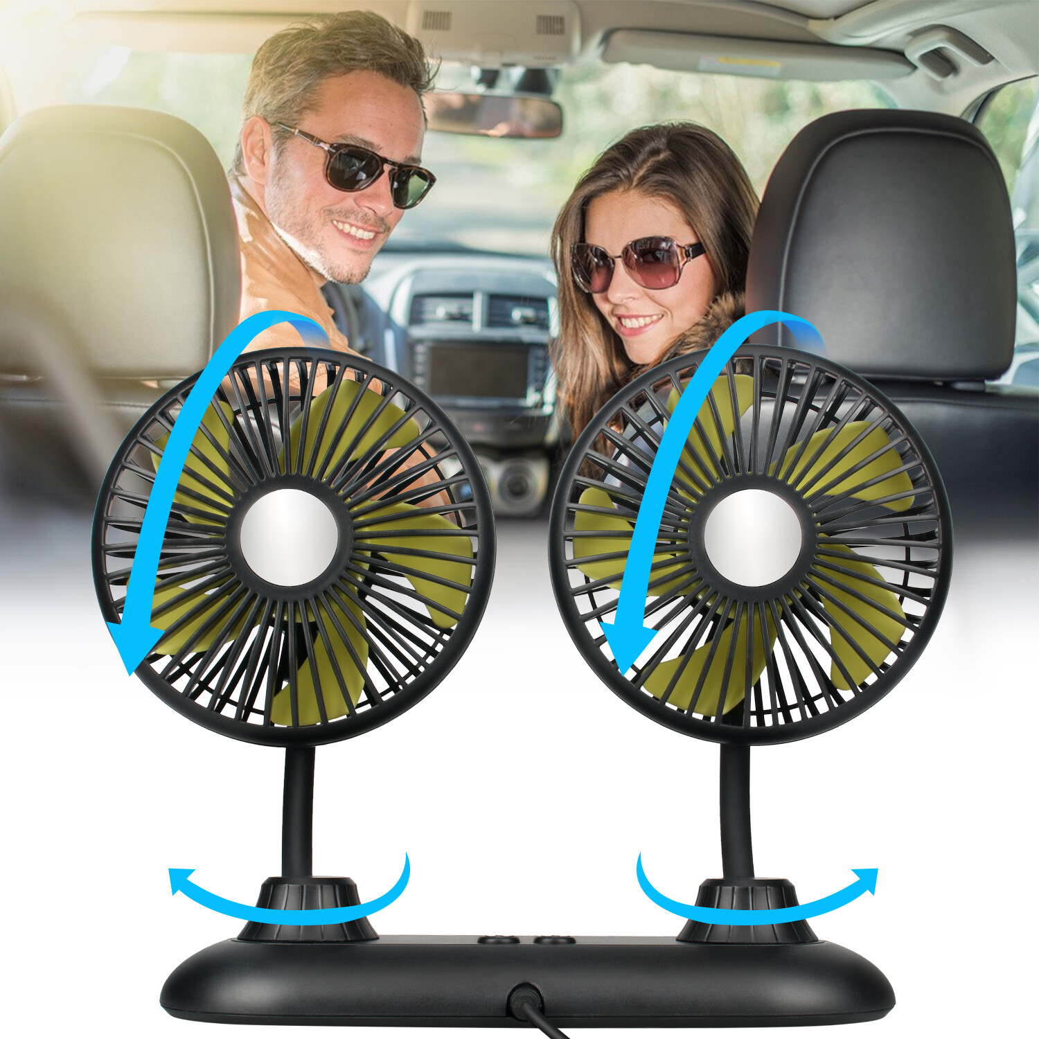 Portable Car Cooling Fan USB Powered - 360 Degree Rotating Mini Fan for Vehicles