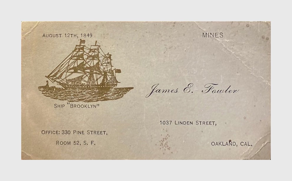 Rare 1850s Gold Rush Miner James Fowler Business Card San Francisco California