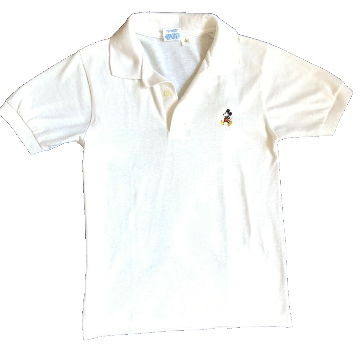 Vintage Walt Disney Productions Mickey Mouse Polo Shirt White Youth XL 14-16 USA