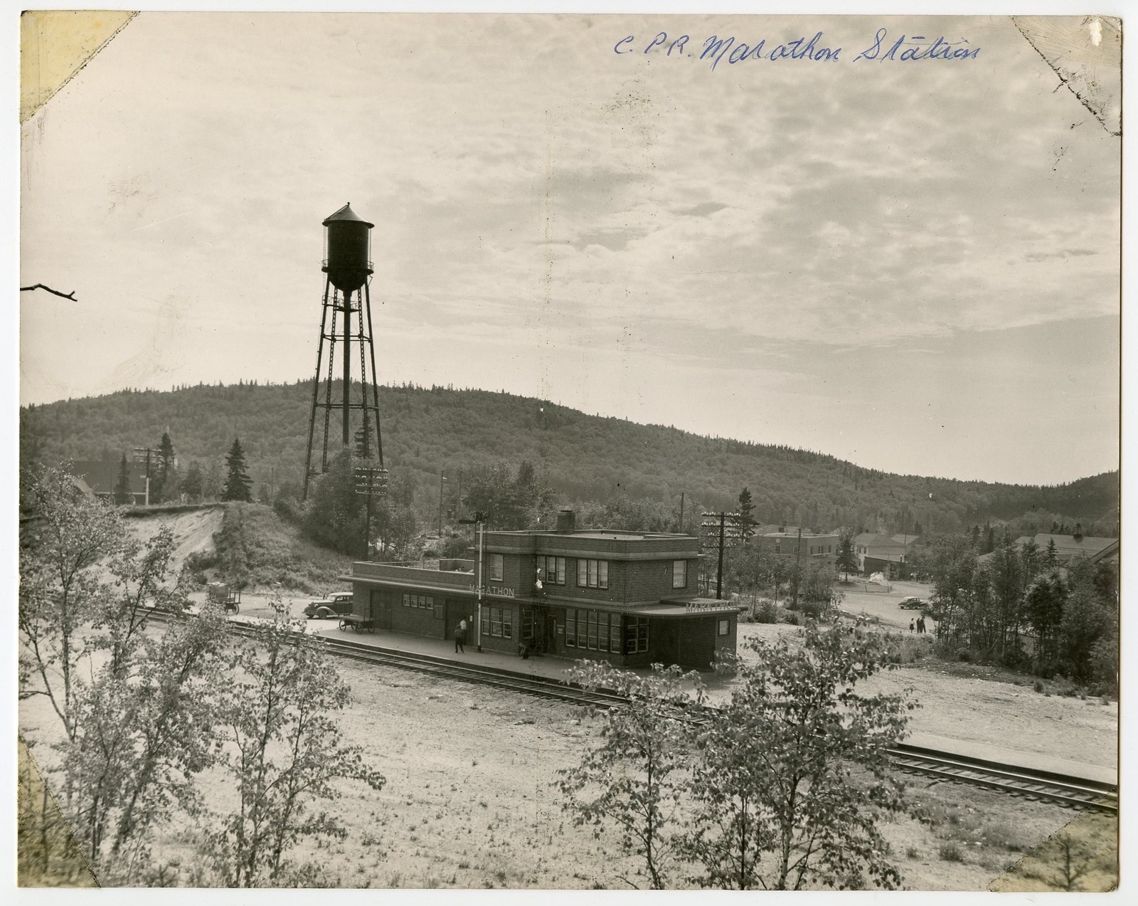 C.P.R. Marathon Train Station, Ontario, Canada, Vintage Original Photo, 1940's