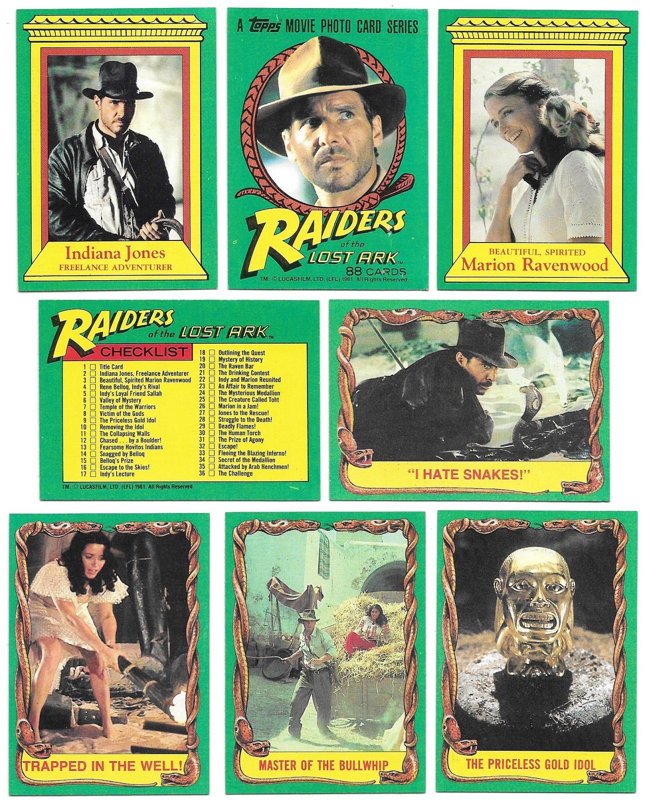 1981 Topps Indiana Jones Raiders of the Lost Ark You Pick