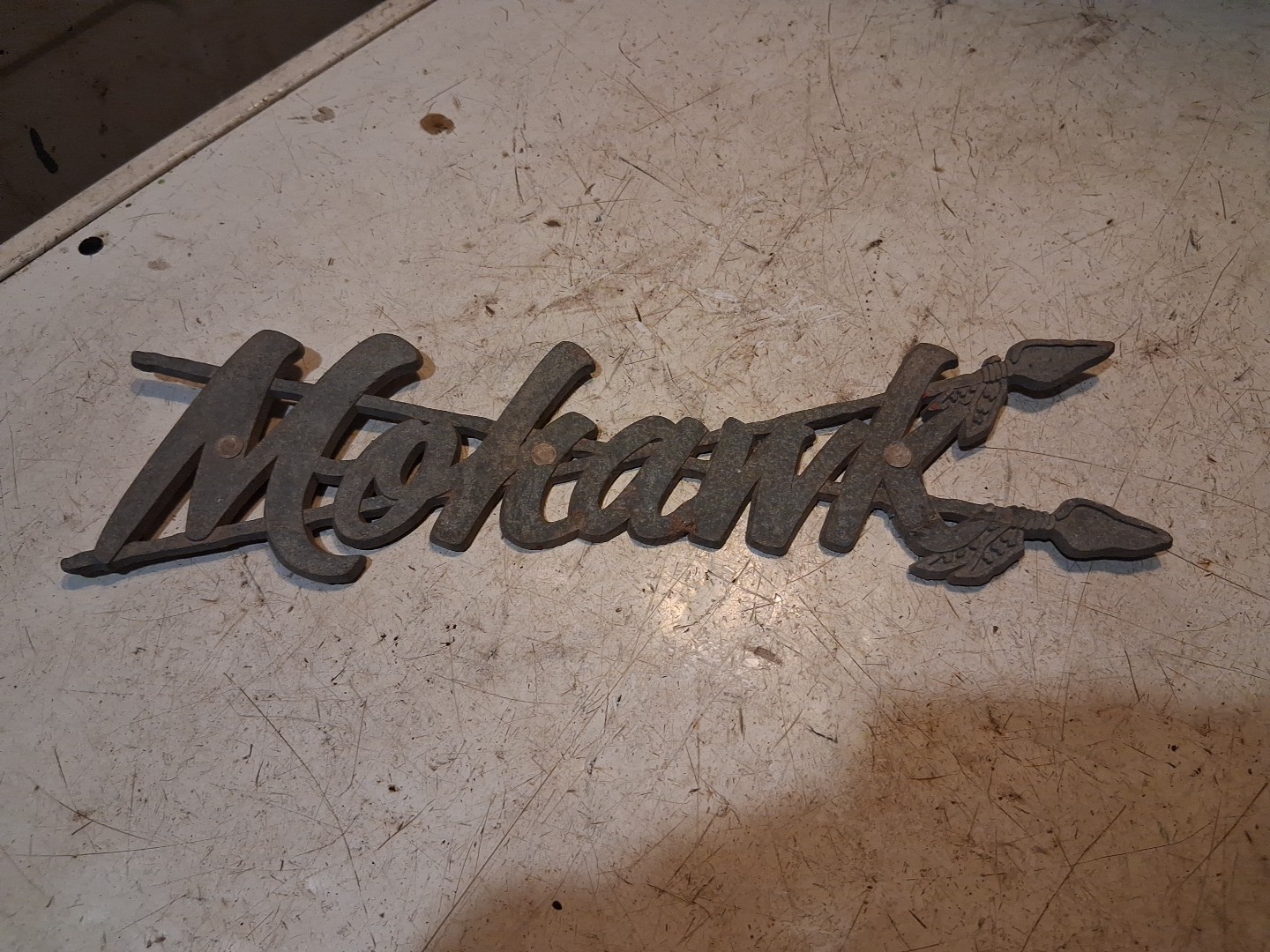 Rare Vintage Mohawk Boat Aluminum Badge Emblem Logo Script Nameplate 50’s-70’s ?