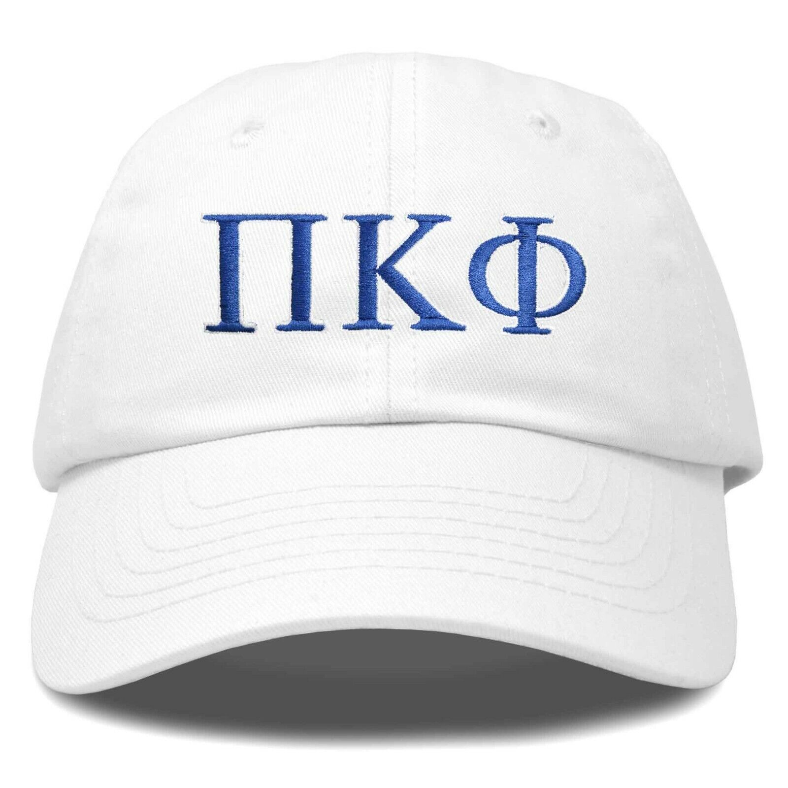 Pi Kappa Phi Greek Letters Ball Cap Embroidered Fraternity Hat  in White