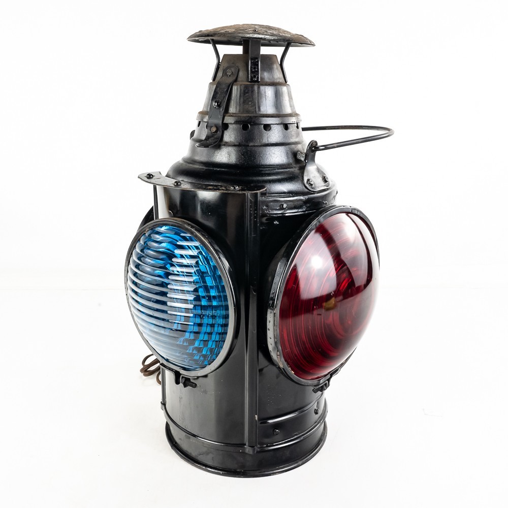 Dressel Arlington Railroad 4-Way Switch Lantern Signal Lamp Red Blue Antique