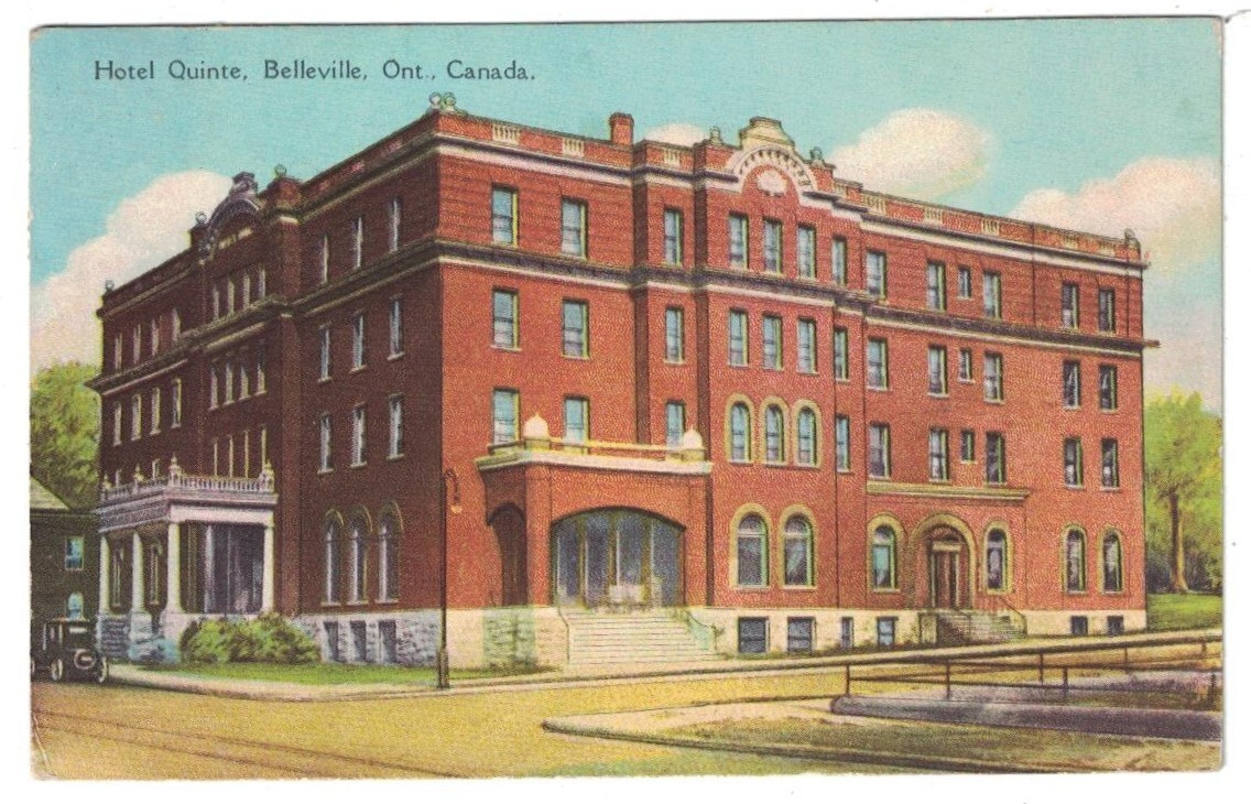 ANTIQUE 1930'S HOTEL QUINTE BELLEVILLE ONTARIO CANADA POSTCARD