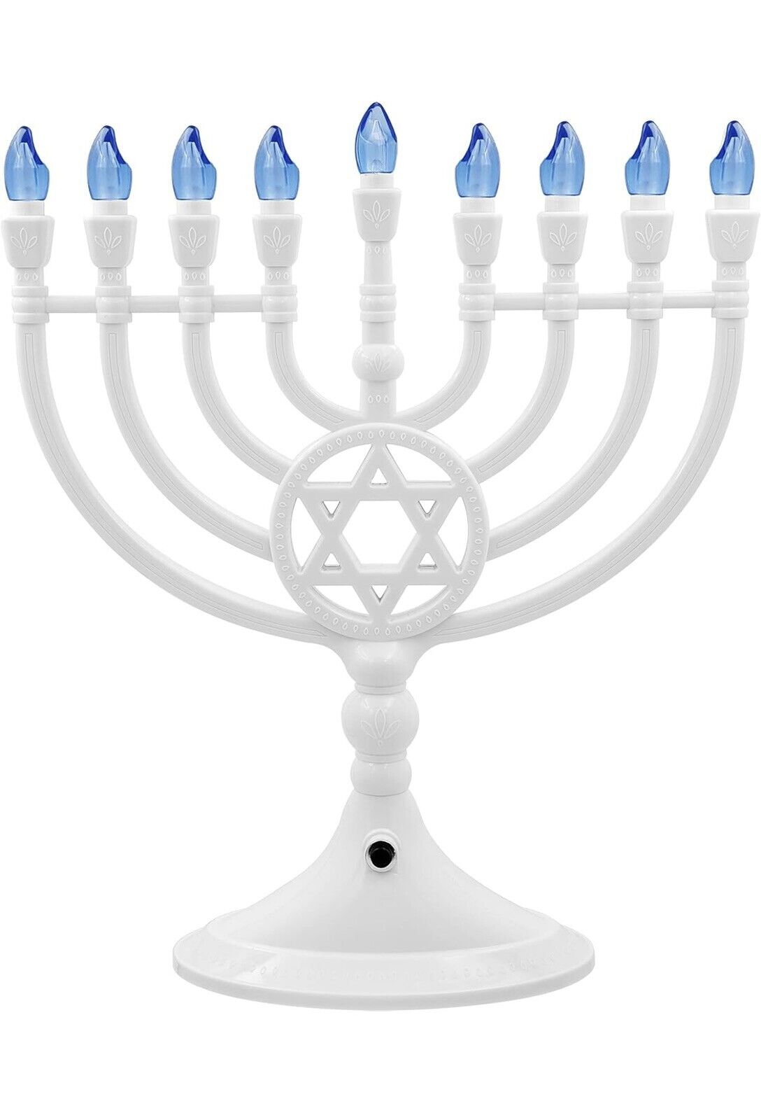 Traditional LED Electric Silver Hanukkah Menorah with Crystals Silver Hanukkah