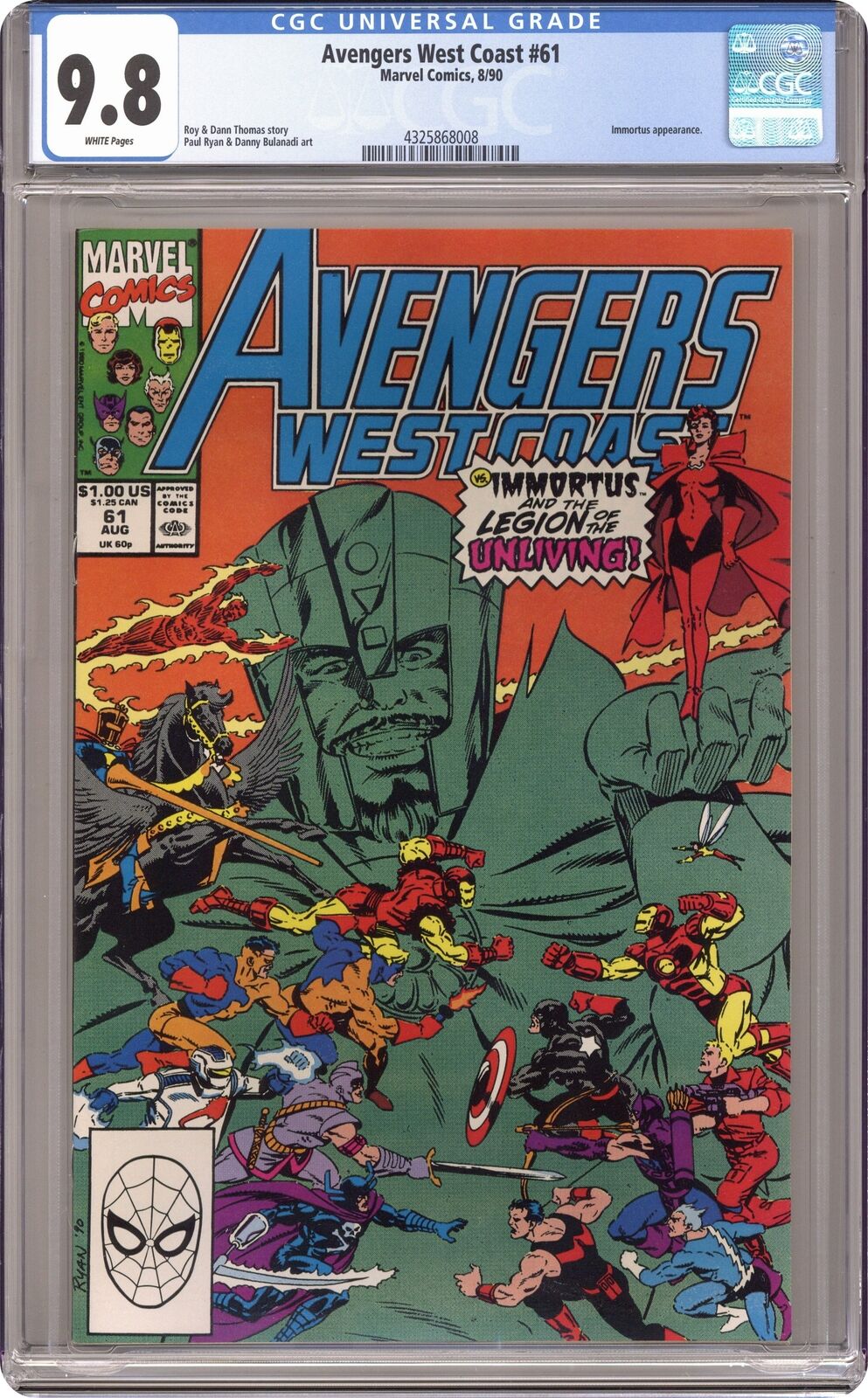 Avengers West Coast #61 CGC 9.8 1990 4325868008