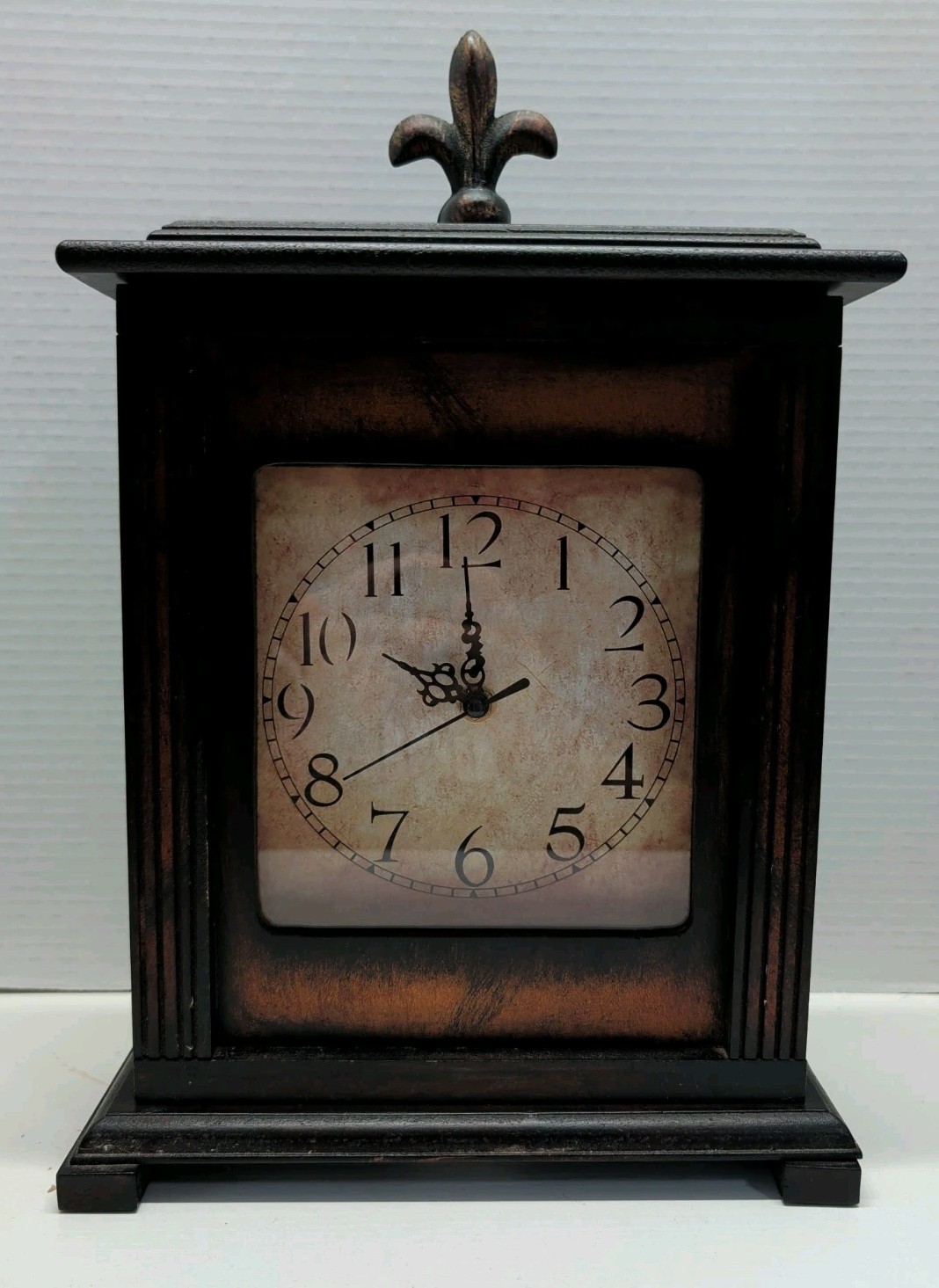 Wooden Mantle Clock Analog Style W/ Hidden Storage Rosewood Vtg Look 14.5 In 