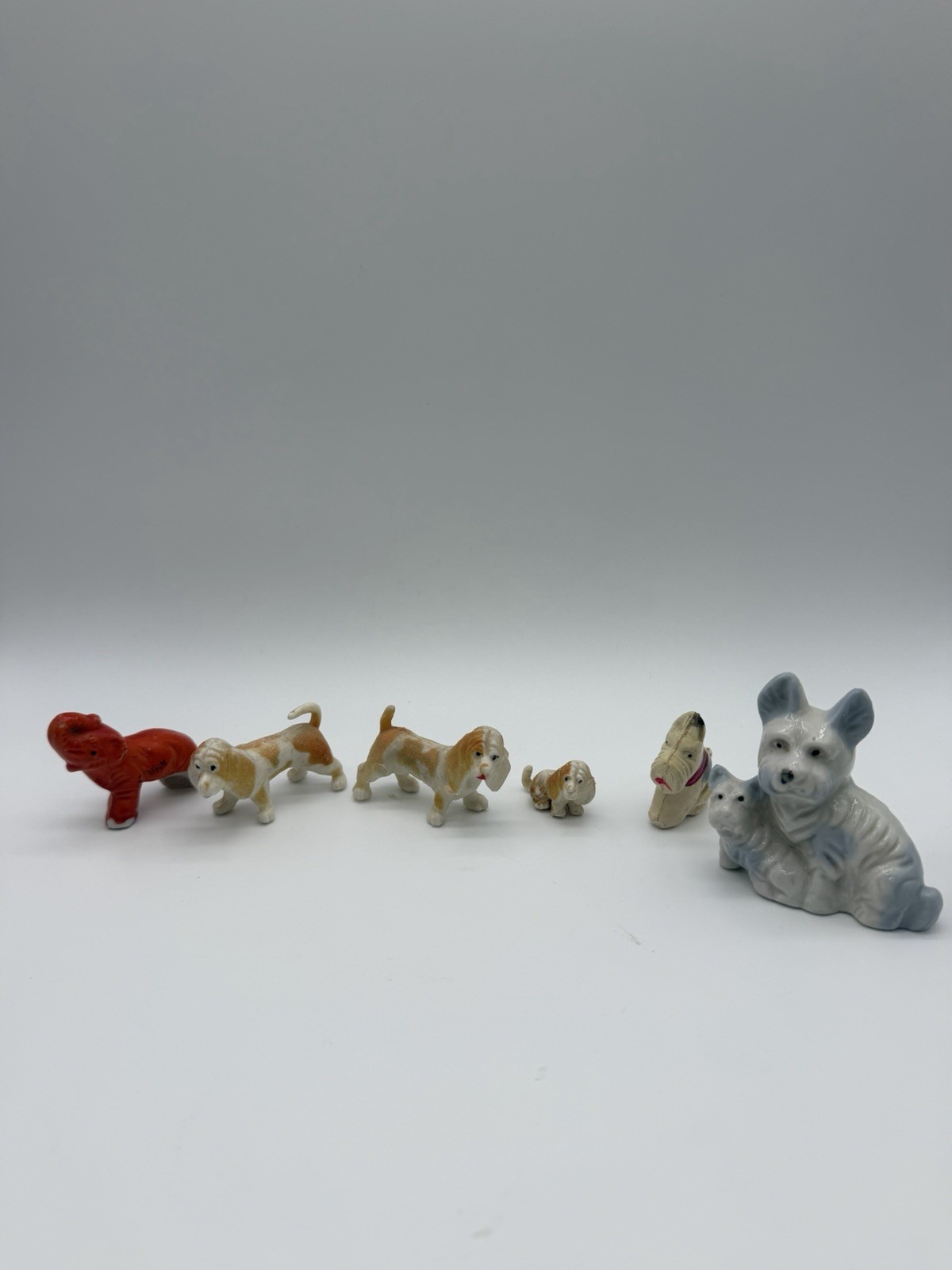 Vintage Miniature Dog Figurines Lot of 7 Porcelain Ceramic Japan Puppy Dogs MIX
