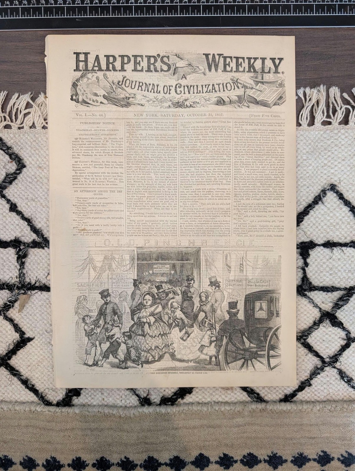 1857 Charles Dickens Harpers Weekly October 31 Panic of 1857 Wall Street