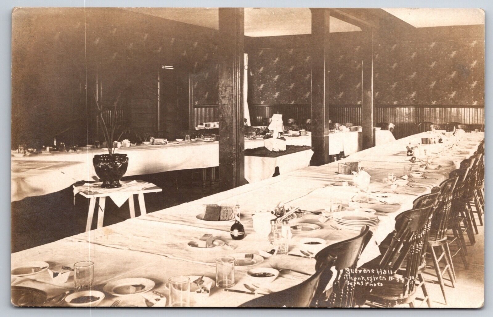 RPPC Thanksgiving 1912 Stevens Hall Washington State College Pullman Postcard  