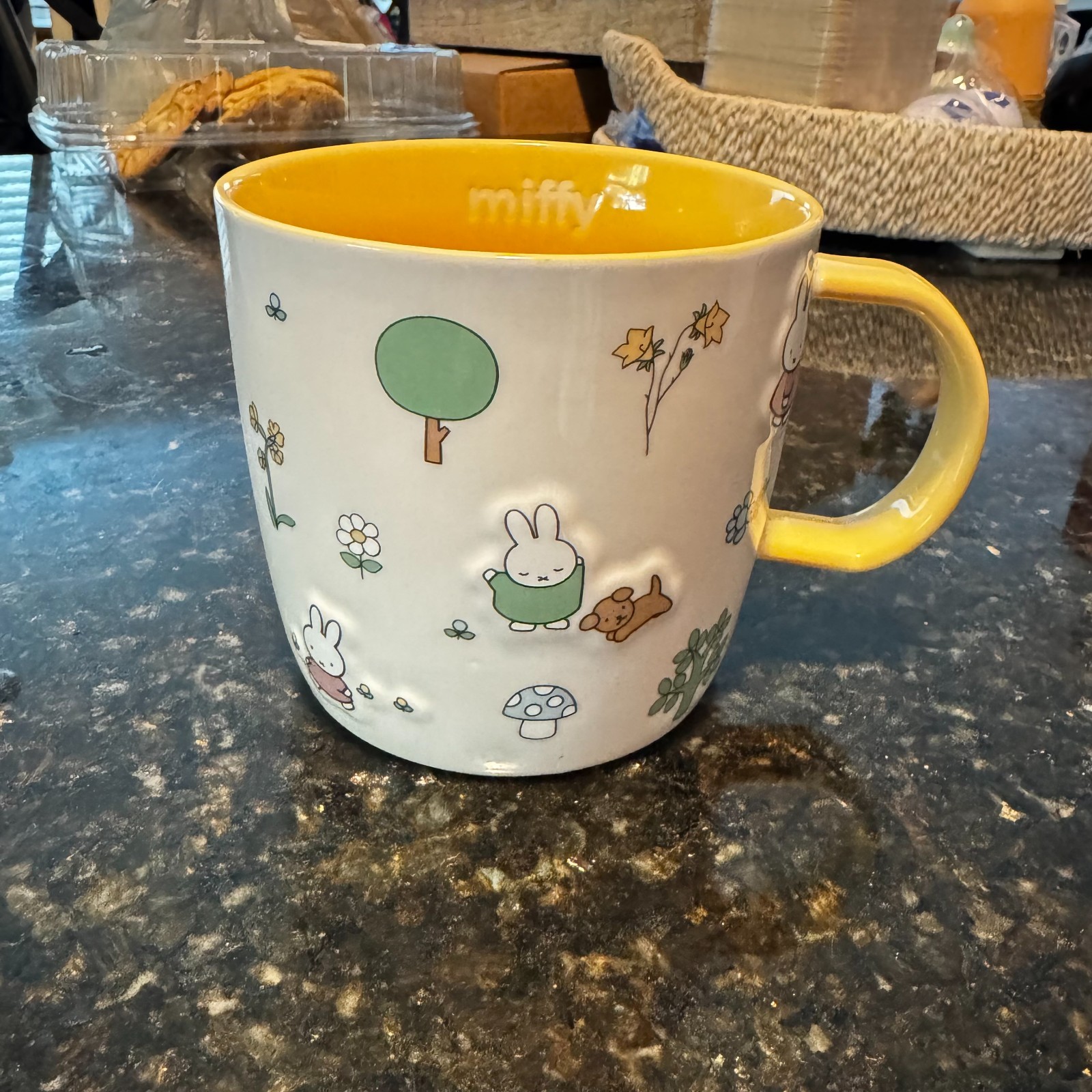 Miffy By Magenta Spring Floral Garden Ceramic Mug 3D Embossed Pastel Yellow