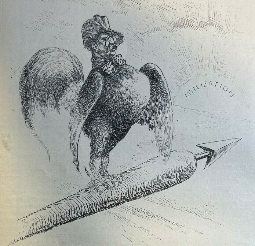1910 Vintage Magazine Illustration Theodore Roosevelt As Chantecler