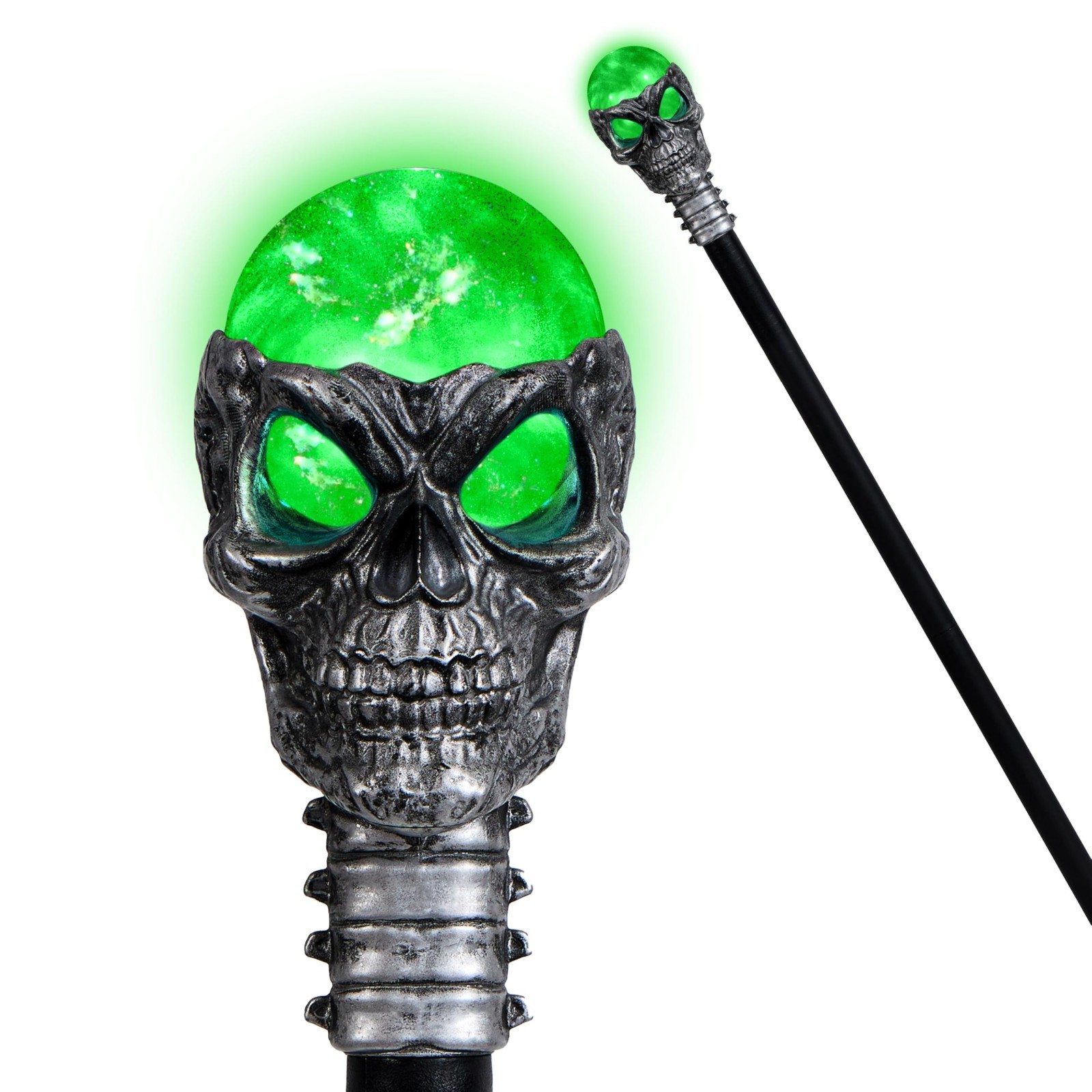 Halloween Skull Ball Staff Vintage Cane - Magic Walking Cane Prop for Costume Pa