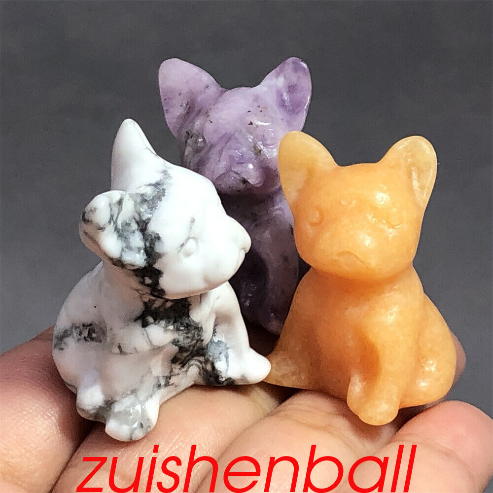 3x Wholesale Mixed mini Dog Quartz Crystal Carved Skull Reiki Healing Gem Skull