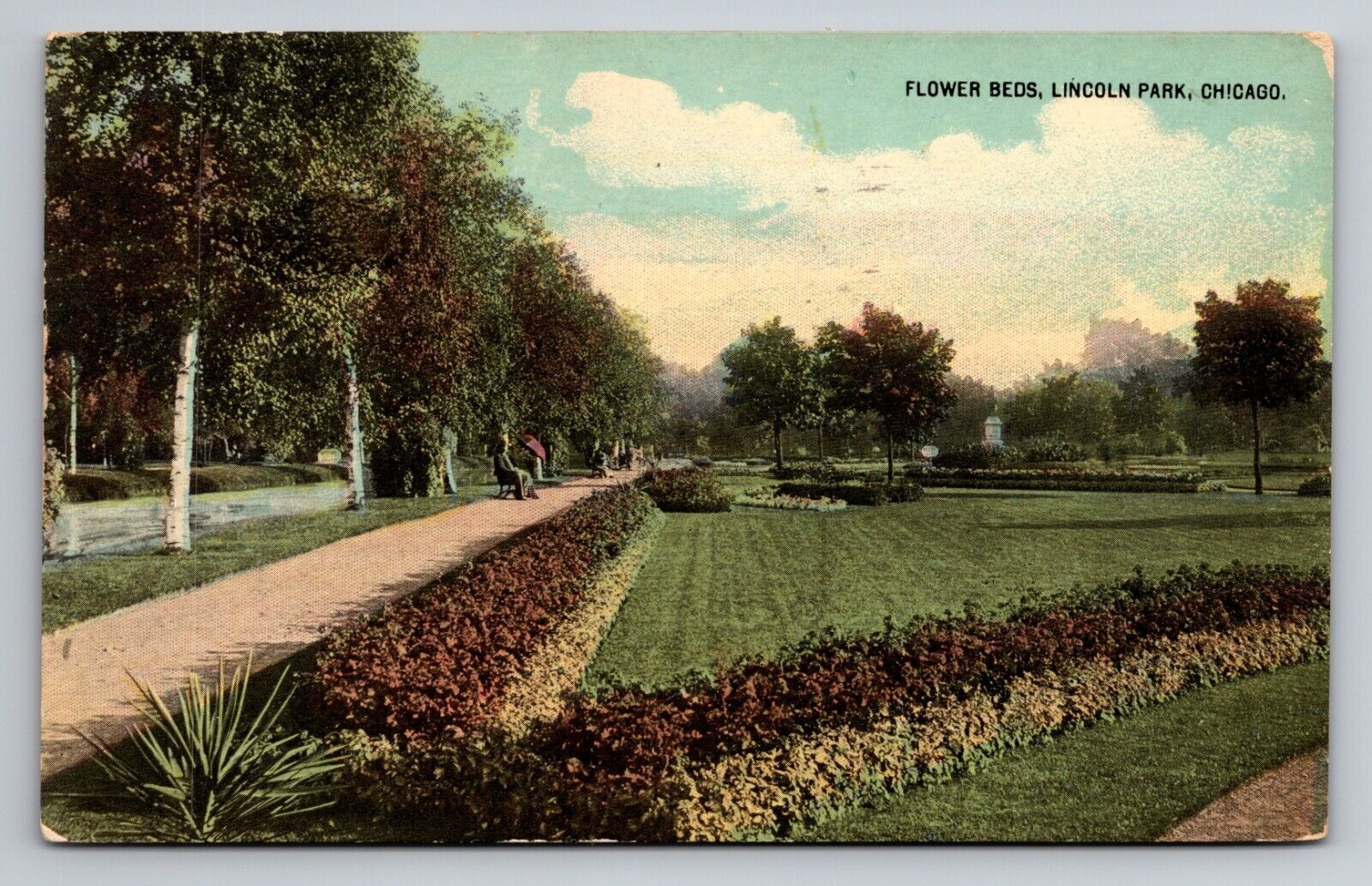 Flower Beds Lincoln Park Chicago Illinois Antique Posted 1914 Postcard
