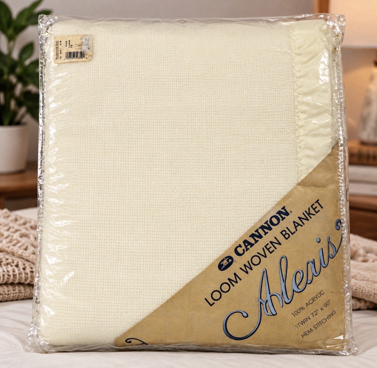 Vintage Alexis Cannon Loom Woven Ivory White Blanket Bedroom Twin  66\