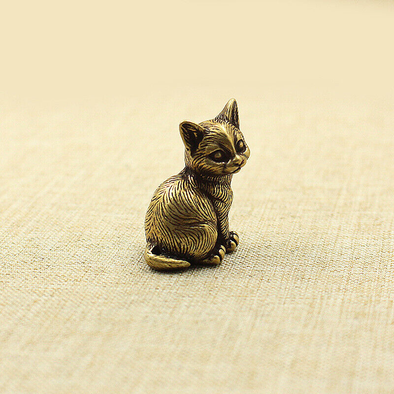 Tabletop Figurine Brass cat Animal Statue Sculpture Home Decor Gift