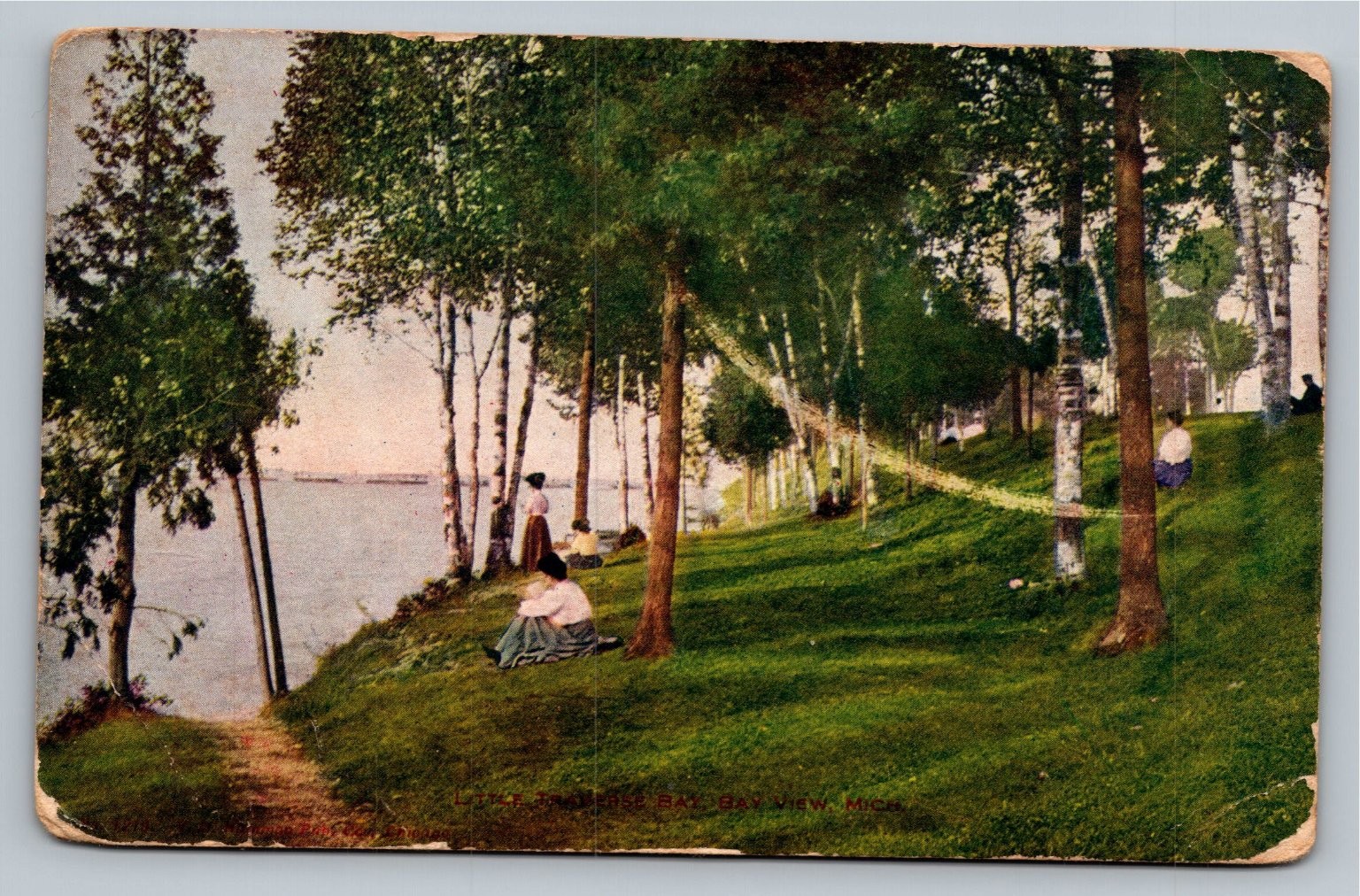 1907 Petoskey Michigan Lake Shore Bald Bay View Park Hammock Postcard 1907 Petoskey Michigan Lake Shore Bald Bay View Park Hammock Postcard