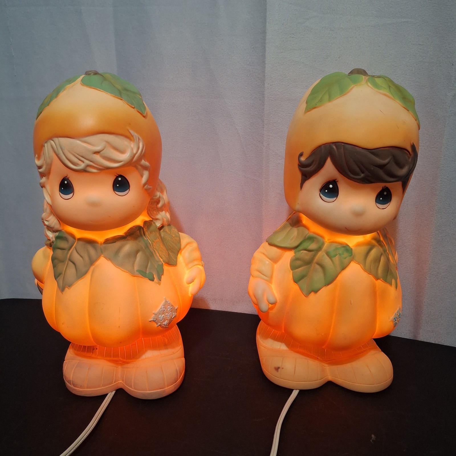RARE Precious Moments Halloween Blow Mold Light Boy & Girl Pumpkin Costume 2003
