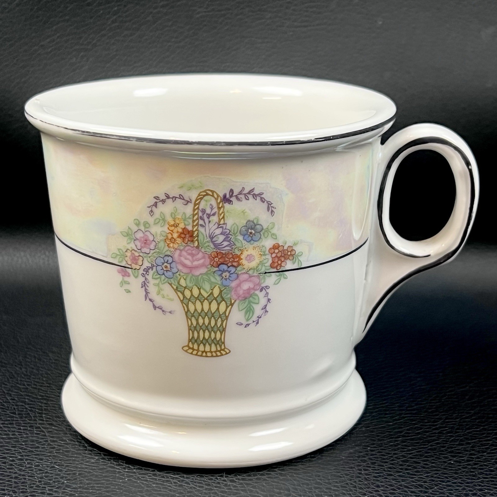 Z. S. & Co. Bavaria Germany Shaving Mug Iridescent Luster Glaze & Flower Basket