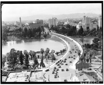 The Wilshire Causeway Showing Westlake Park Later Macarthur Park 1 - Old Photo