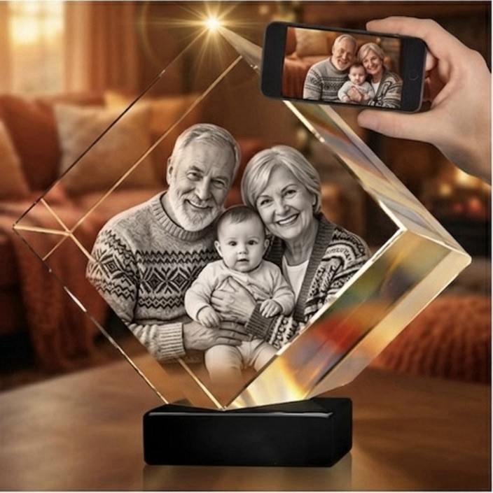Large Cube Personalized 3D Crystal Photo Gift Memorial for Pets & Mother’s Day