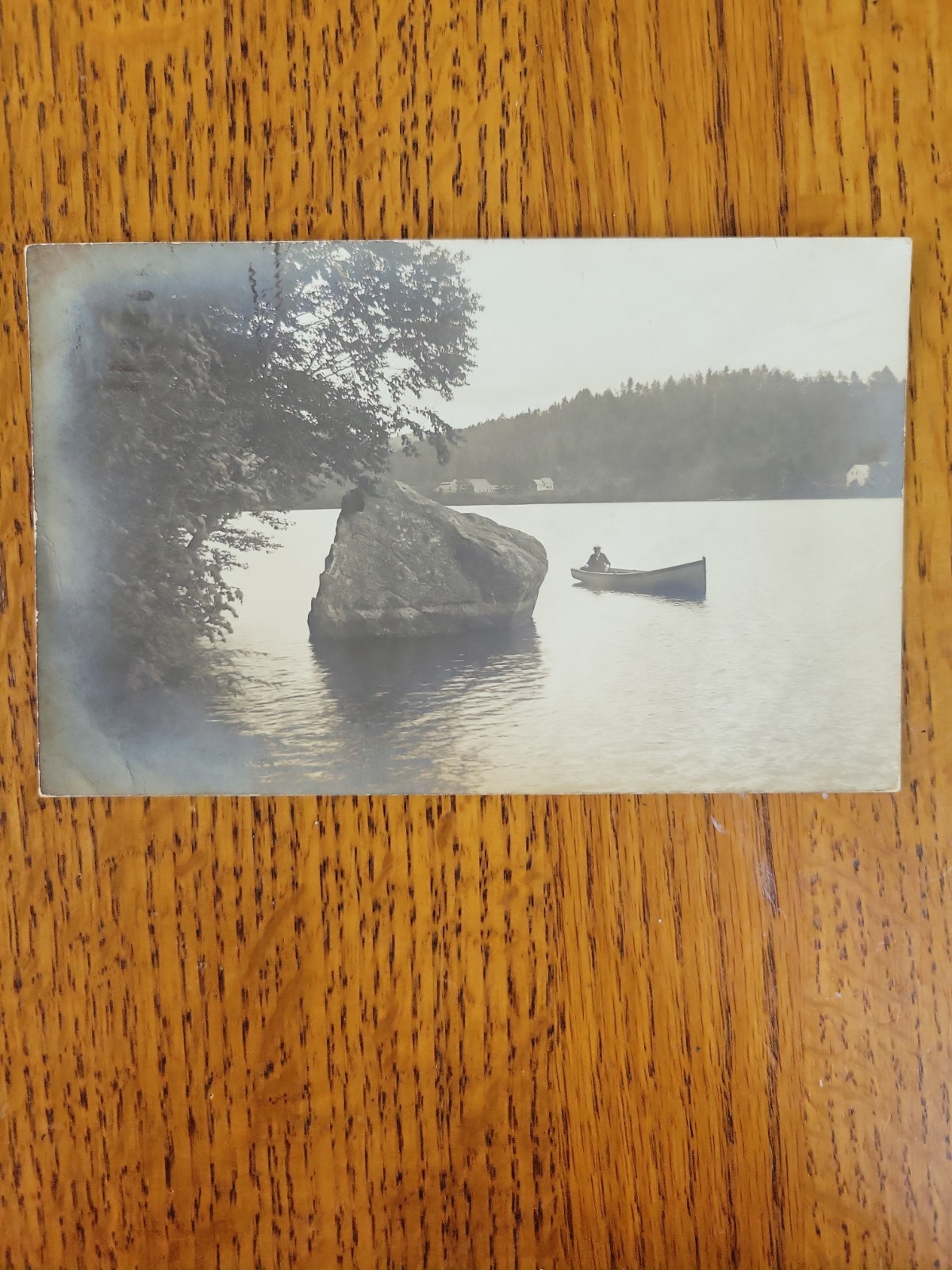 Bryant Pond, Maine - Man in Canoe 1907 Posted Postcard  