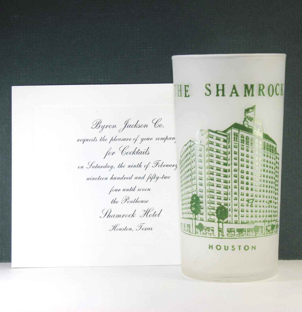 The Shamrock Hotel Houston Glass Tumbler 4-3/4