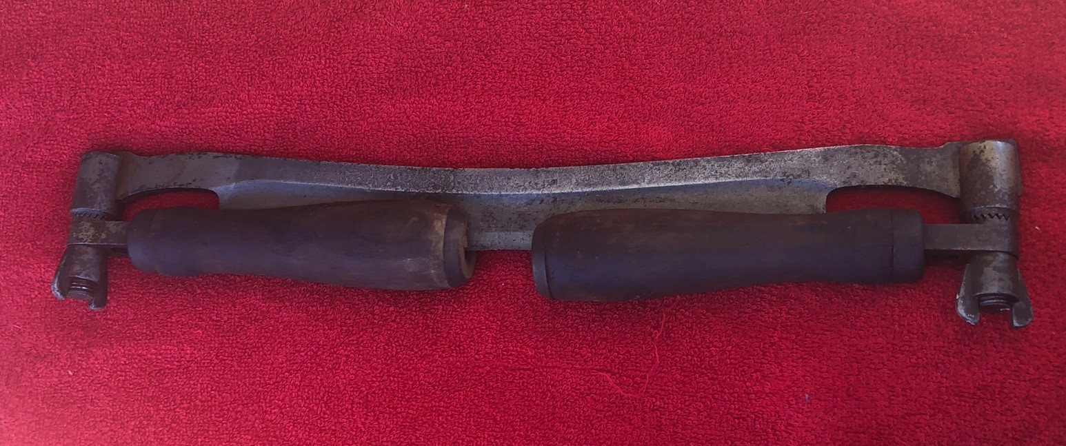 VINTAGE J. S. CANTELO FOLDING HANDLE DRAWKNIFE WITH 10 INCH CUTTING EDGE 3-24-91