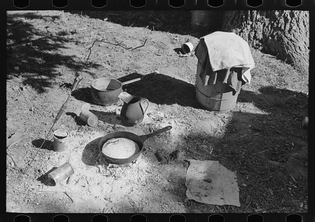 Photo:Wagoner County Oklahoma 1939 Migrant Camp Fire Cooking Pot FSA
