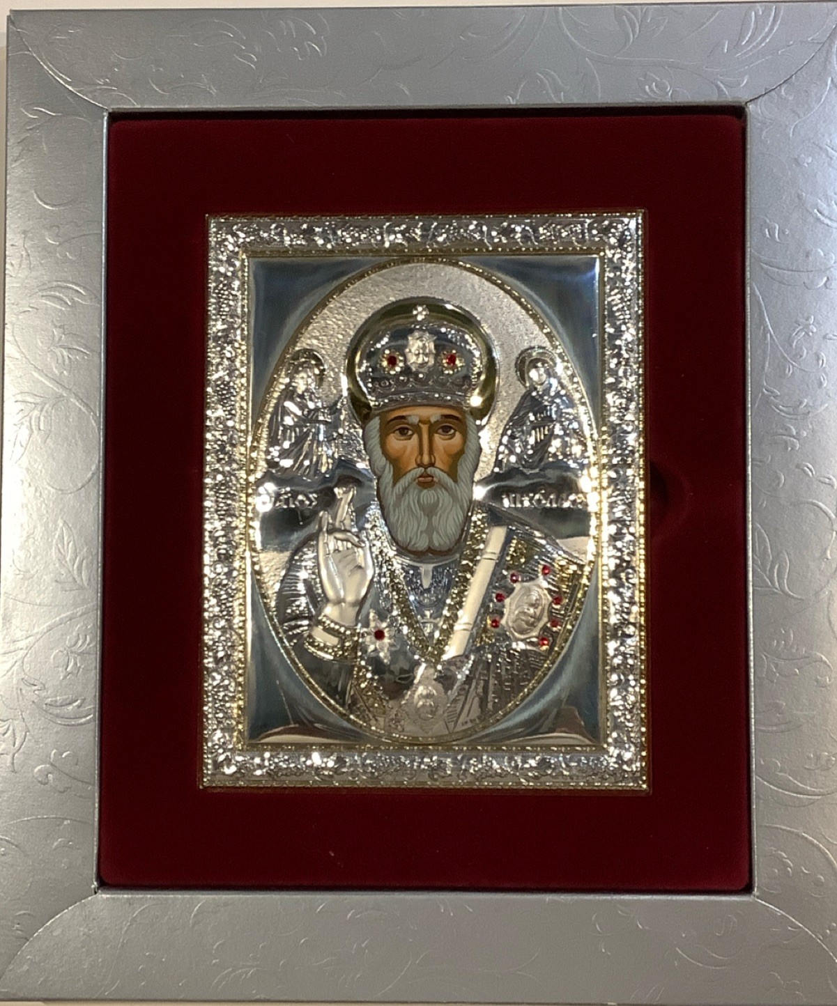 Theodora Argento Saint Nicholas Christian Icon Plaque Sterling Silver 925 Theodora Argento Saint Nicholas Christian Icon Plaque Sterling Silver 925