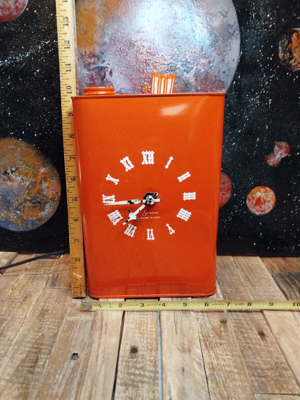 Sessions Vintage Orange Gas Can Clock With wire & plug