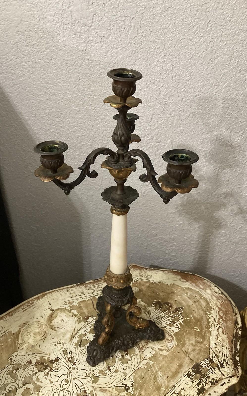 Single French Empire Style Candelabra. Antique Finish-Napoleon III Decorum